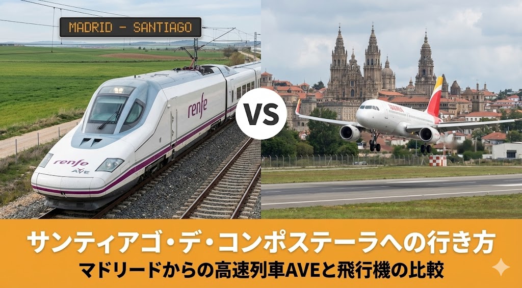 マドリードとサンティアゴ・デ・コンポステーラを結ぶスペイン国鉄Renfeの高速列車AVE（Alvia）の外観と車内