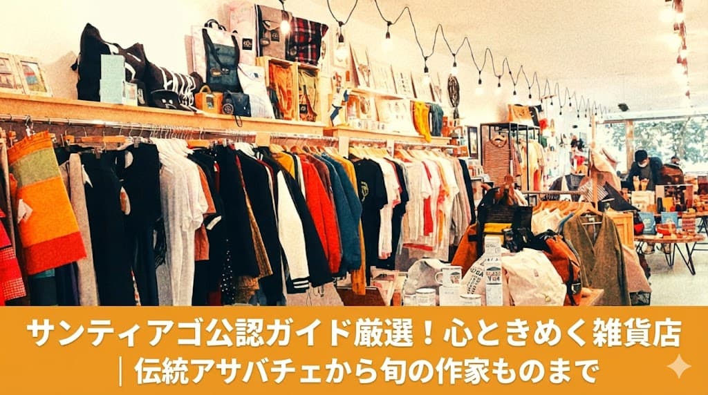 サンティアゴ・デ・コンポステラの旧市街にある、ガリシア人作家の作品が集まるセレクトショップの店内。伝統工芸やモダンなアクセサリーが並ぶ温かい雰囲気。