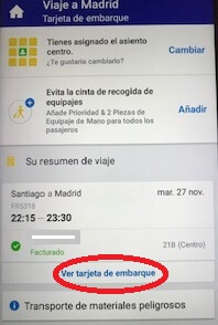 Ryanair App Ver Boading Pass画面