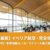 2026年最新のイベリア航空の手荷物規定とマドリード空港での乗り換えを解説するアイキャッチ画像。チェックインカウンターに置かれたバックパックとスーツケース、背景にはイベリア航空の機体。