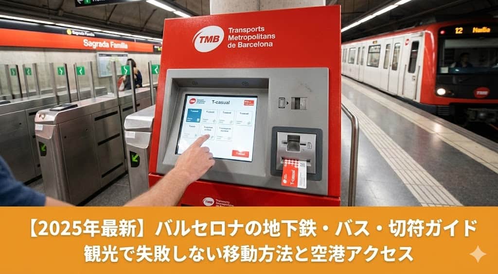 バルセロナの地下鉄駅にある赤い券売機と観光に便利な回数券T-casualの買い方ガイド