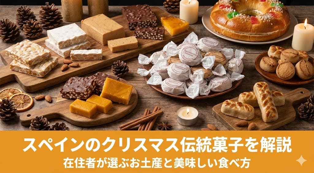 トゥロンやポルボロンが盛られたテーブルの様子