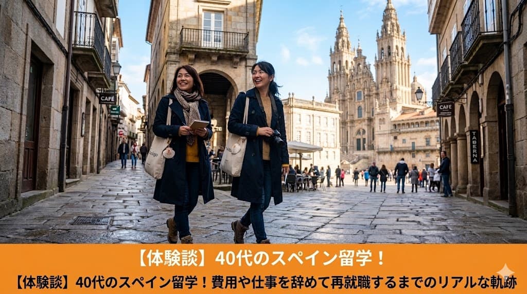 サンティアゴ・デ・コンポステラの街並み。40代で会社を退職してスペインへ語学留学した社会人女性の体験談イメージ。
