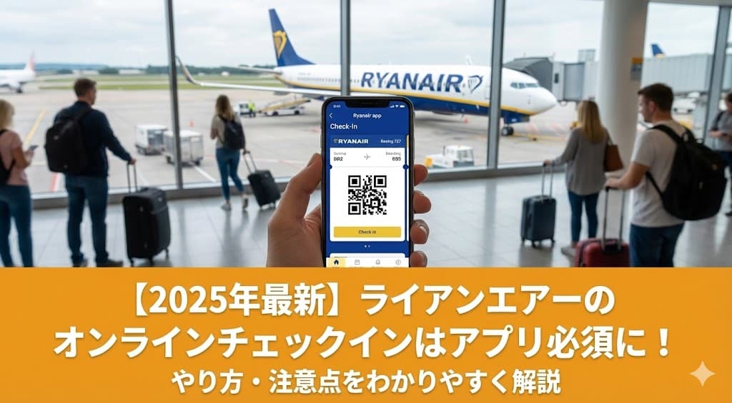 ライアンエアー　アプリチェックイン　スマホ搭乗券