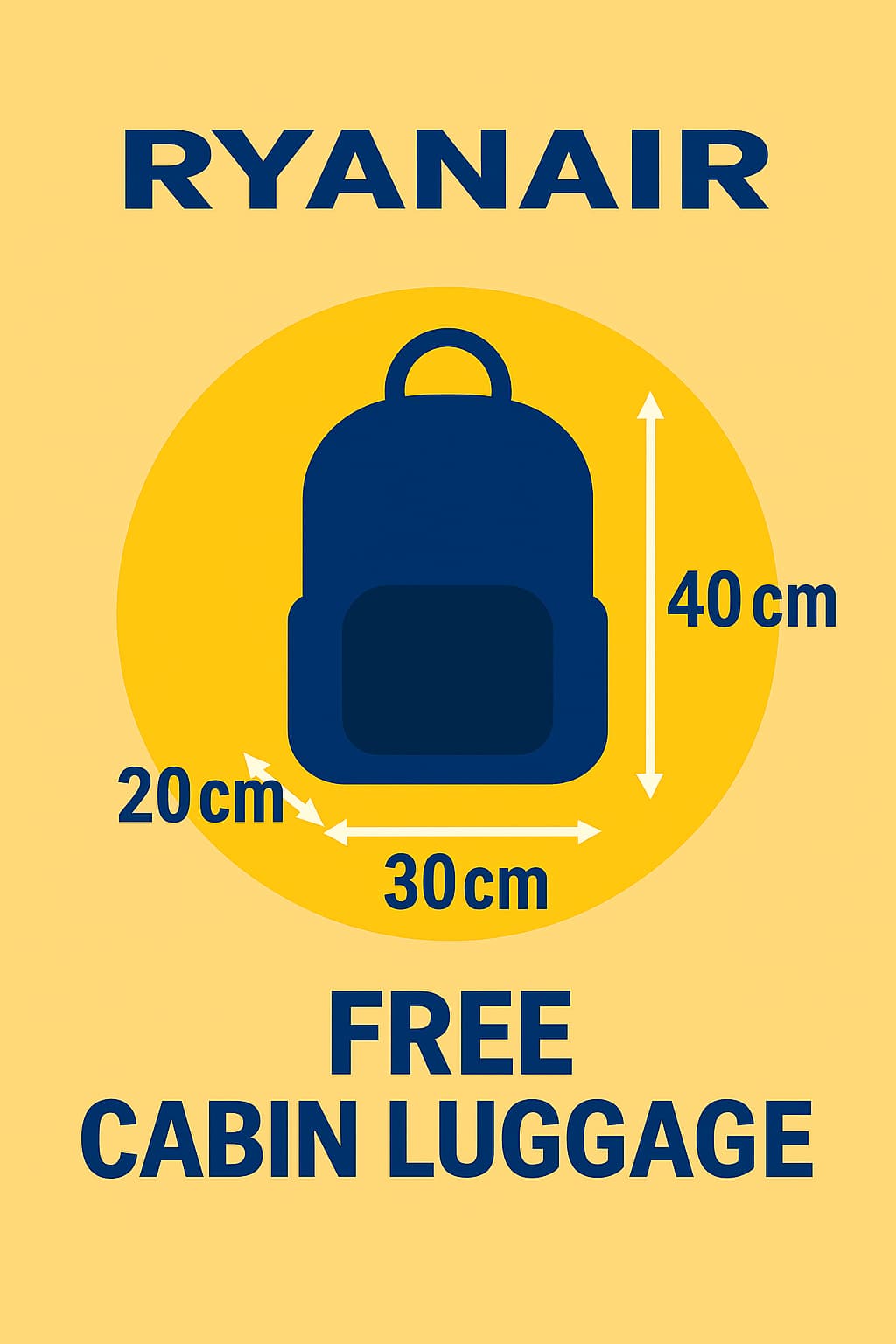 ライアンエアーの機内持ち込み荷物サイズ2025年9月~