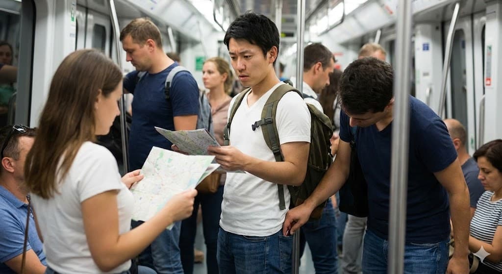 地下鉄でポケットから抜き取られる日本人観光客