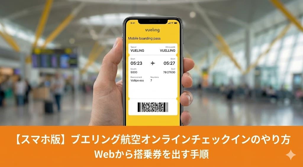 Vuelingオンラインチェックインガイドのアイキャッチ