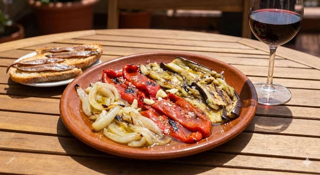 カタルーニャ地方の伝統料理。パプリカ、ナス、玉ねぎなどをじっくりオーブンで焼いた焼き野菜