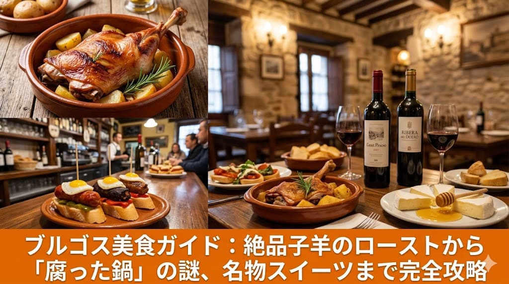 スペイン・ブルゴスの伝統料理レチャソと老舗バルのタパスが並ぶ美食ガイドのアイキャッチ画像