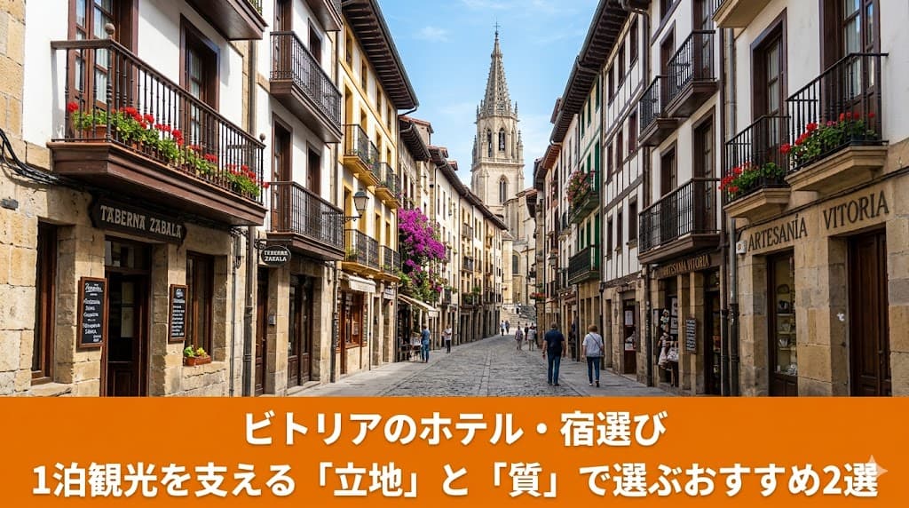 スペイン、バスク州ビトリア・ガステイスの街並みとおすすめホテルの紹介イメージ
