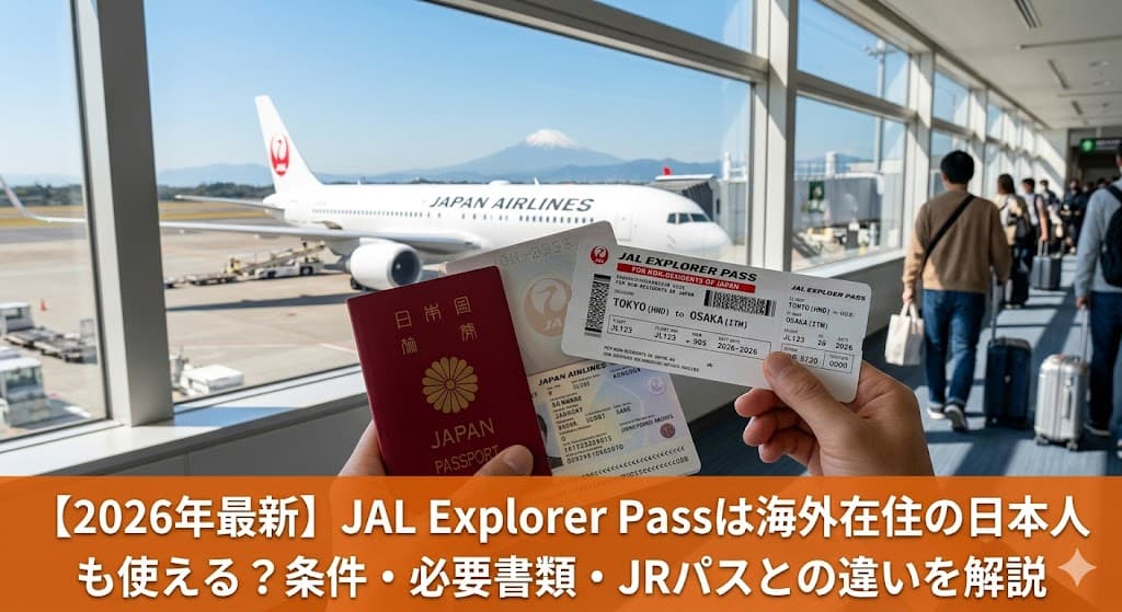JAL Japan Explorer Passを利用して日本の空港から国内線に搭乗する海外在住者のイメージ