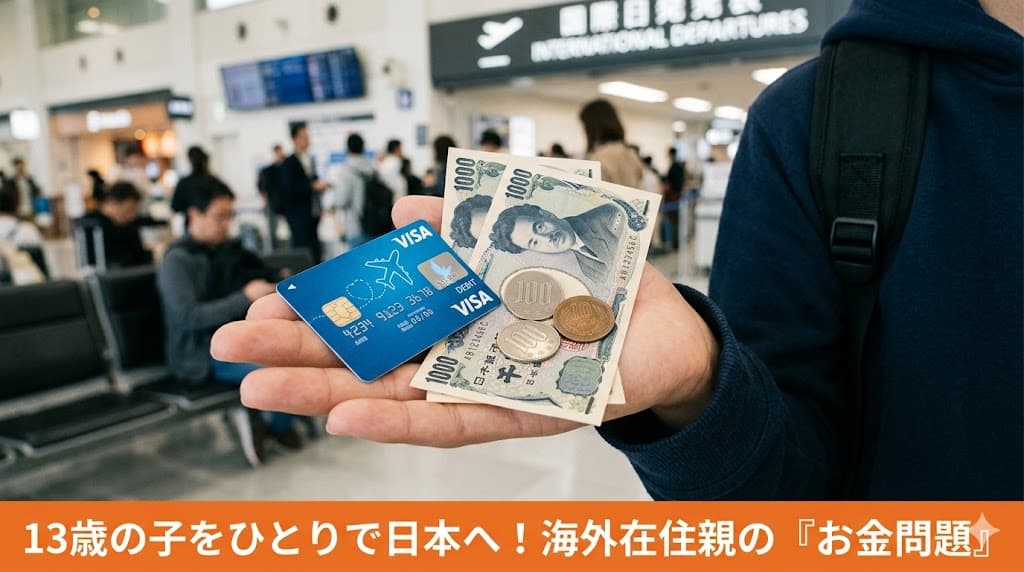 海外在住の未成年が日本でカードと現金を使うイメージ