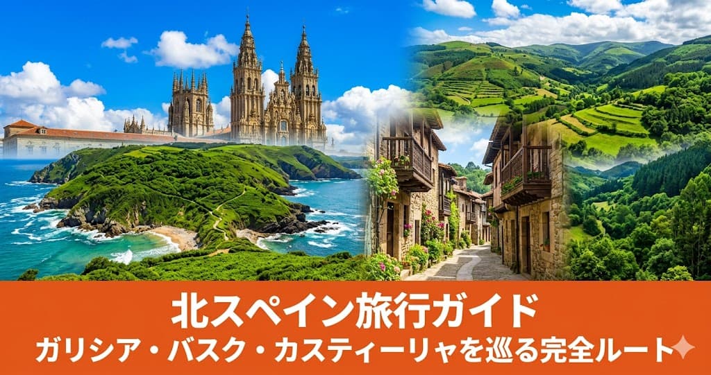 北スペインの緑豊かな風景とサンティアゴ大聖堂。ガリシア・バスク・カスティーリャを巡る北スペイン旅行ガイド。
