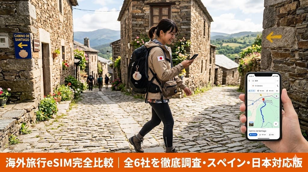 カミーノ巡礼・スペイン旅行向けeSIM比較2026年版｜Holafly・Airalo・Nomadを徹底調査